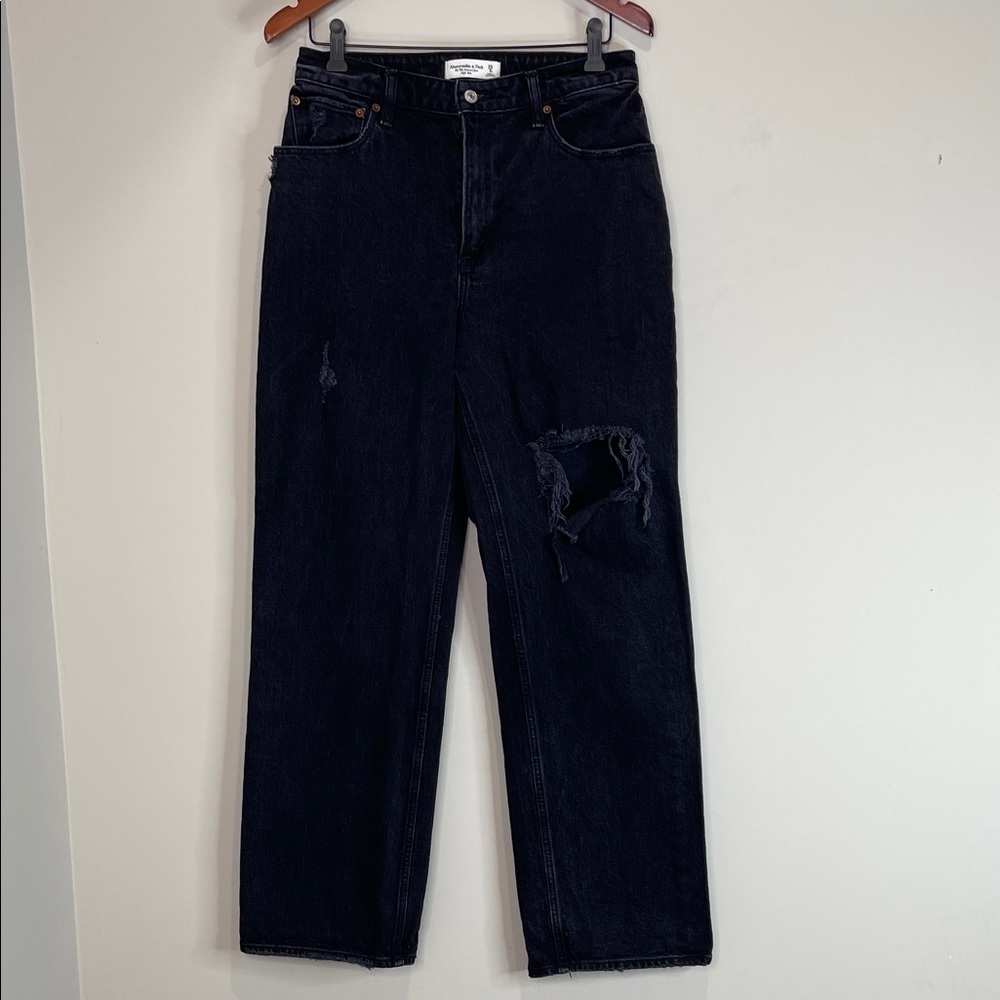 Abercrombie & Fitch Curve Love The 90’s Relaxed Jeans High Rise Black 29 8R - Picture 11 of 11